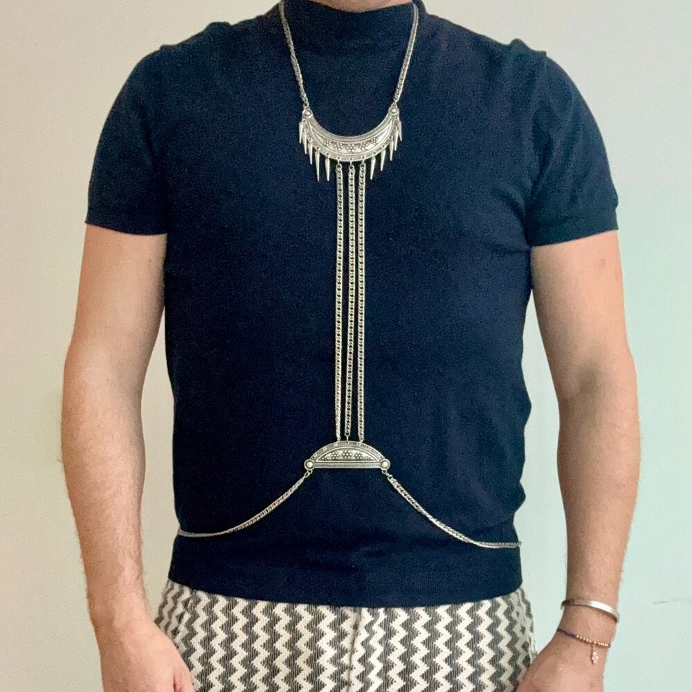 Silver Crescent Necklace/Body Chain